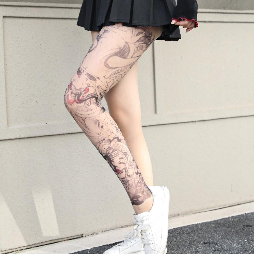1pc Sexy Single-leg Socks Simulated Tattoo Tattooed Stockings Women's Printed Thigh Socks  Summer