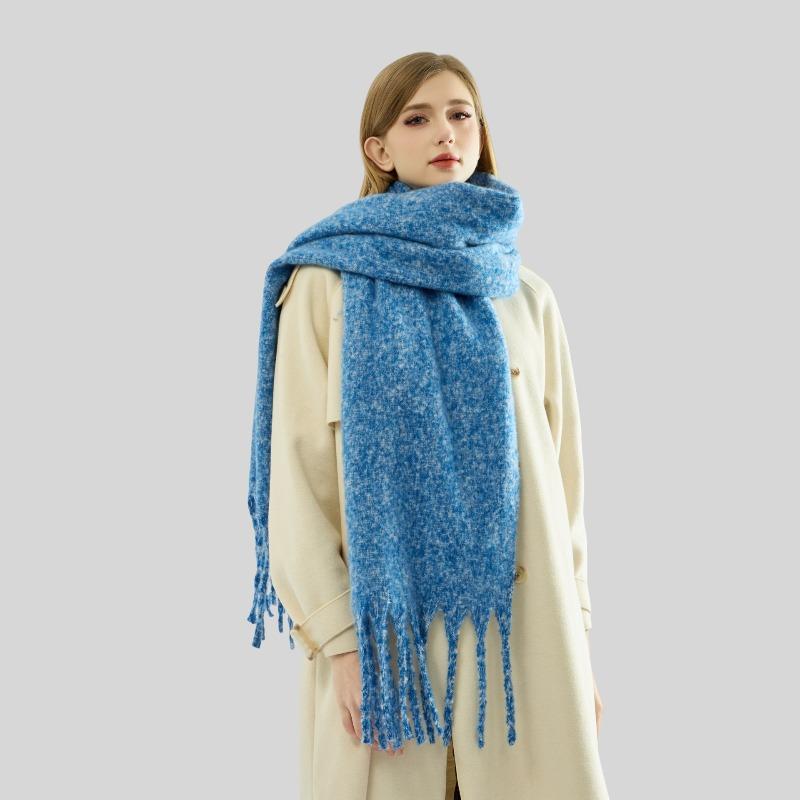 Scarf autumn and winter new women's shawl long tassel thick beard versatile thickened skin-friendly solid color scarf