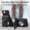 For iPhone 16e Case Mirror Card Holder Litchi Texture Leather Phone Back Cover with Long Strap