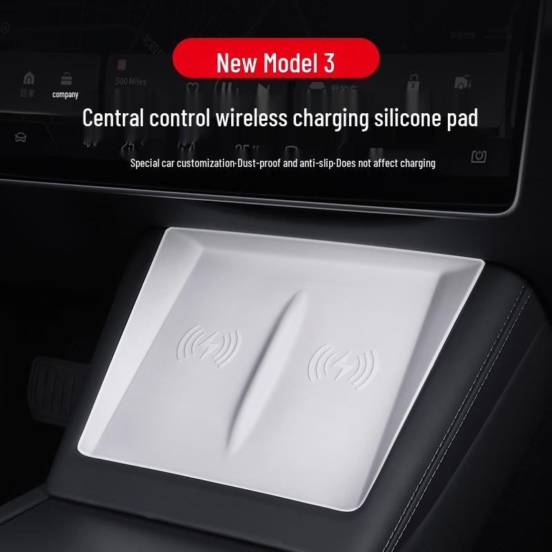 Tesla Model 3 2023 Wireless Charging Non-slip Silicone Pad for Center Console