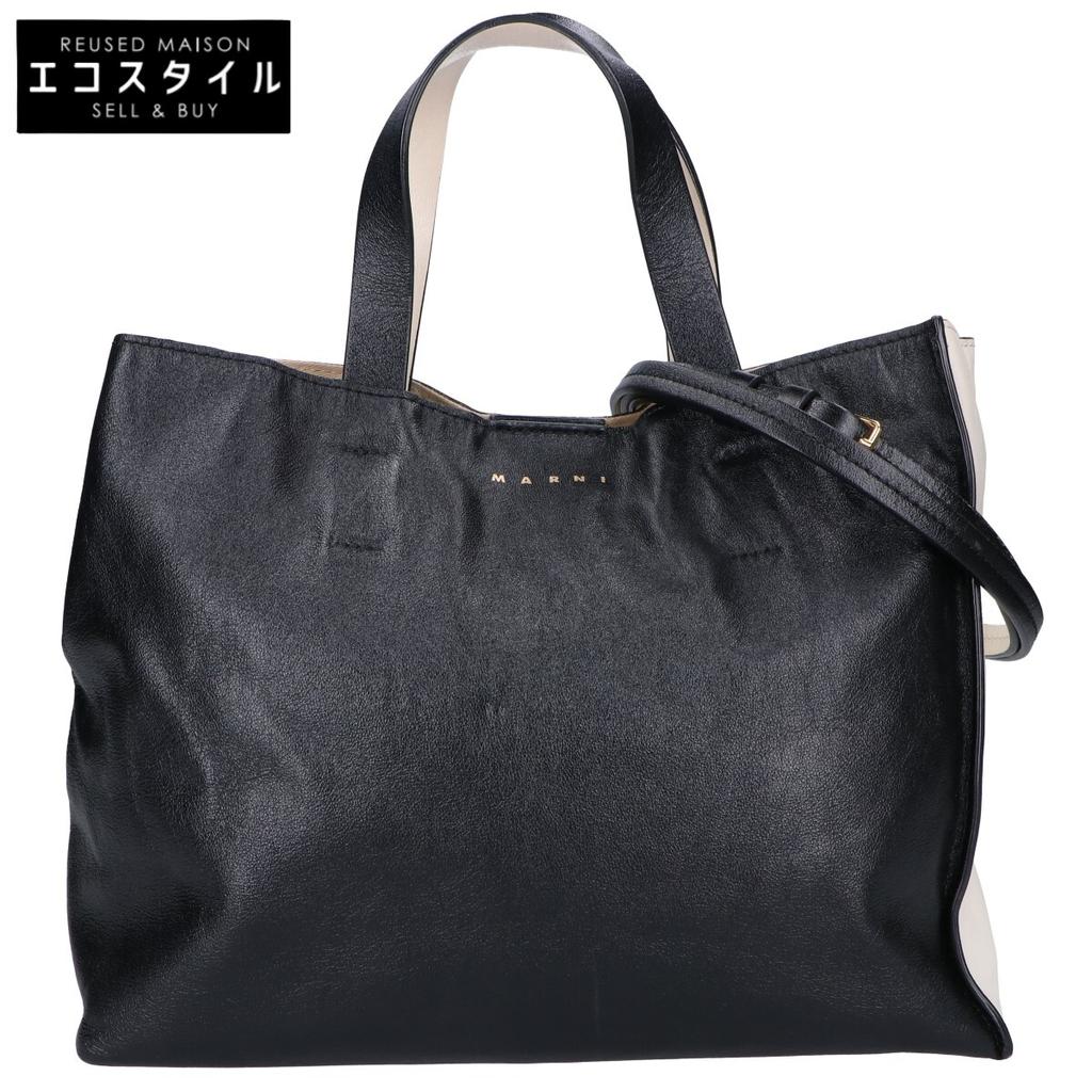 MARNI SHMP0069U5 MUSEO SOFT EW SMALL Museo Soft Tote Bag Black x whiteUsed
