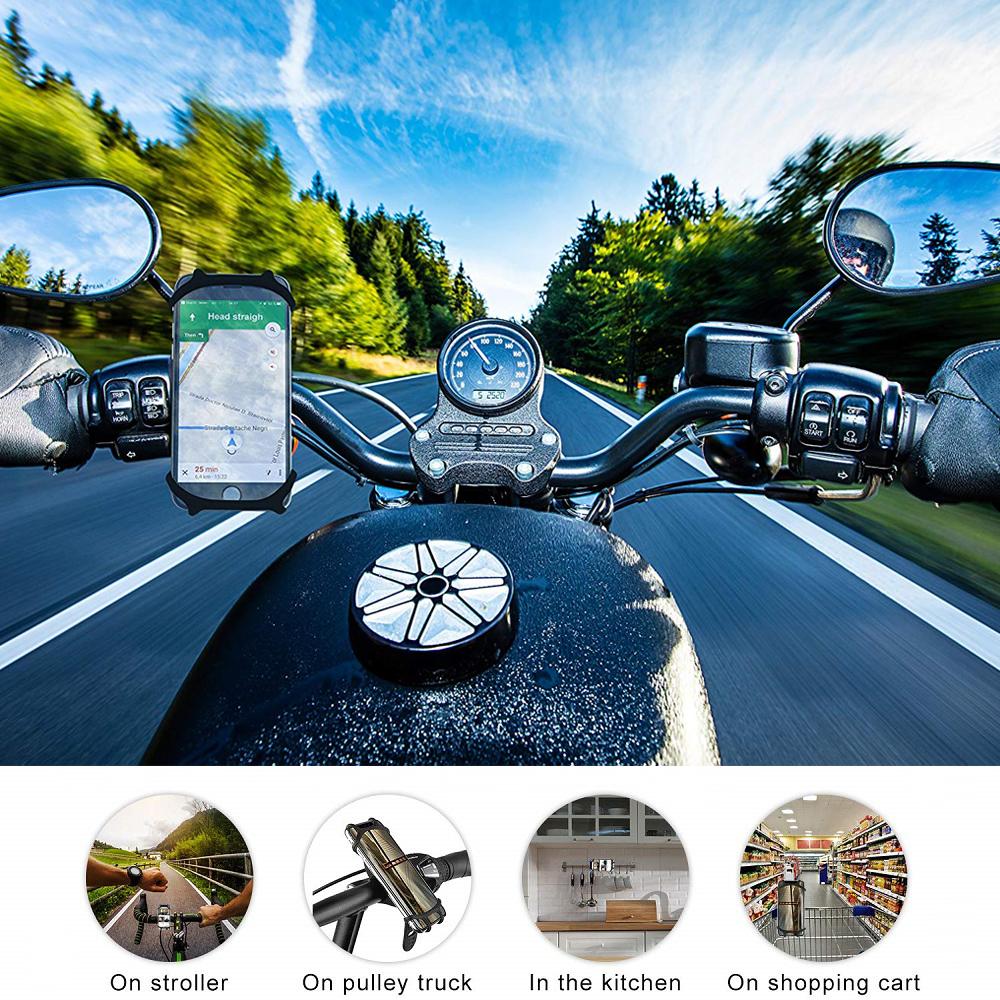 Universal Silicone Bike Bicycle Phone Holder Mobile Phone Motorcycle Handlebar Bracket Stand for 16 17 Pro Max
