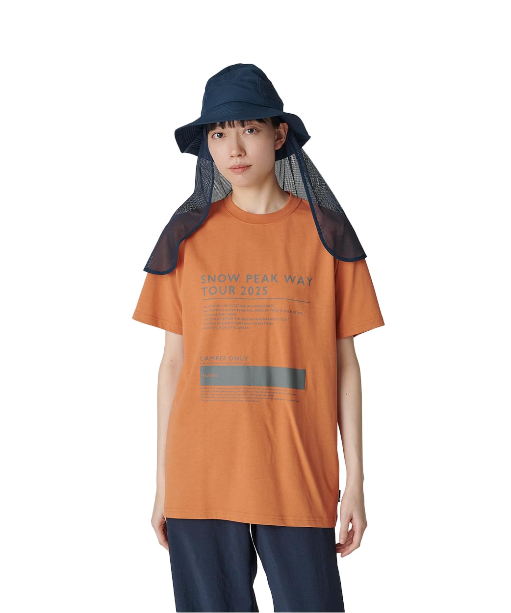 Snow Peak SPW Tour 2025 T-Shirt, Size M, Orange, TS-25SU102, Perfect for Festivals, Camping, and Outdoor Activities