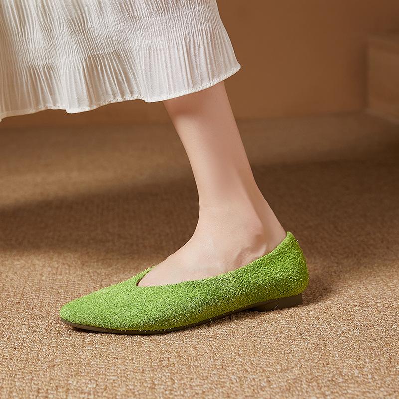 Shallow-mouthed Single-shoe Women's Summer Genuine Leather Soft Leather Elegant Pointed-toe Fairy French Flat Shoes