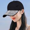 Women Baseball Cap with Sparkling Rhinestones Wide Brim UV-Proof Sun Protection Shiny Stylish Hat Outdoor Cap