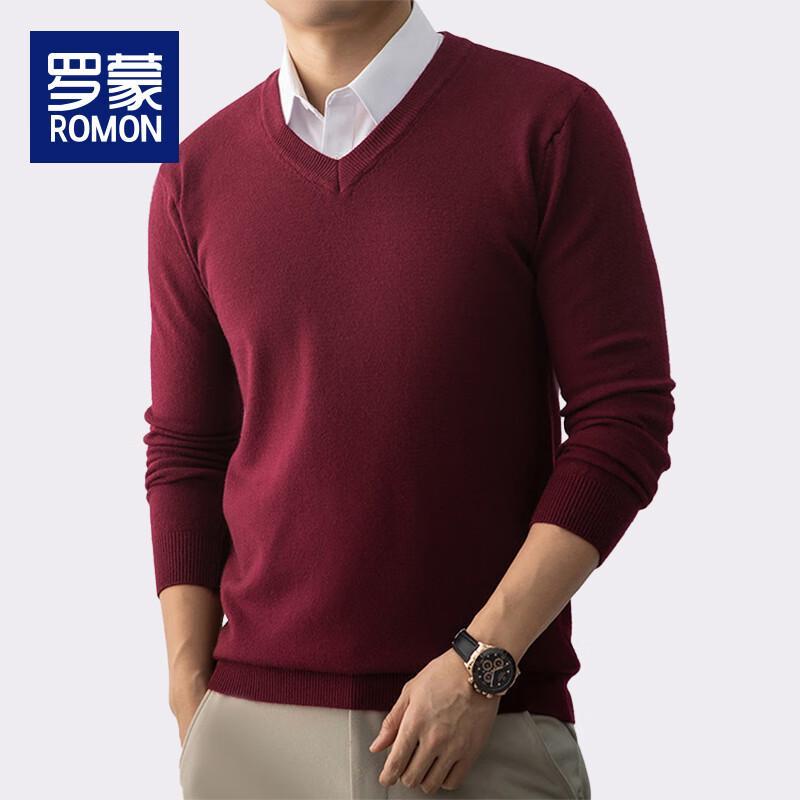 Romon Men's Thickened V-Neck Knit Sweater WLW8105