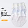 Plus Size Women's Color Yarn Cotton A Class Extended Crotch Mid Waist Briefs
