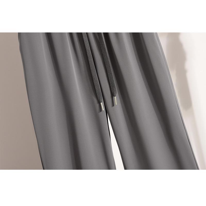 DIMANAF Plus Size Pants Women Summer Solid Elastic Waist Oversized Casual Loose Harem Pants Loose Long Pants New