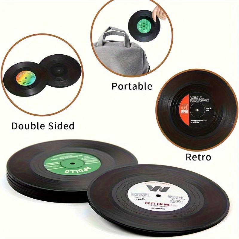 6pcsset Coasters,Vinyl Record Coasters,Creative Retro Classic Nostalgic American Rock CD Non Slip Insulation Pads,Heat Insulation Table Mat,Room Decor
