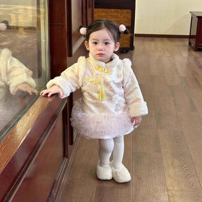Verdicktes Winter-Retro-Kleid zum Chinesischen Neujahr für Mädchen (0-5 Jahre)