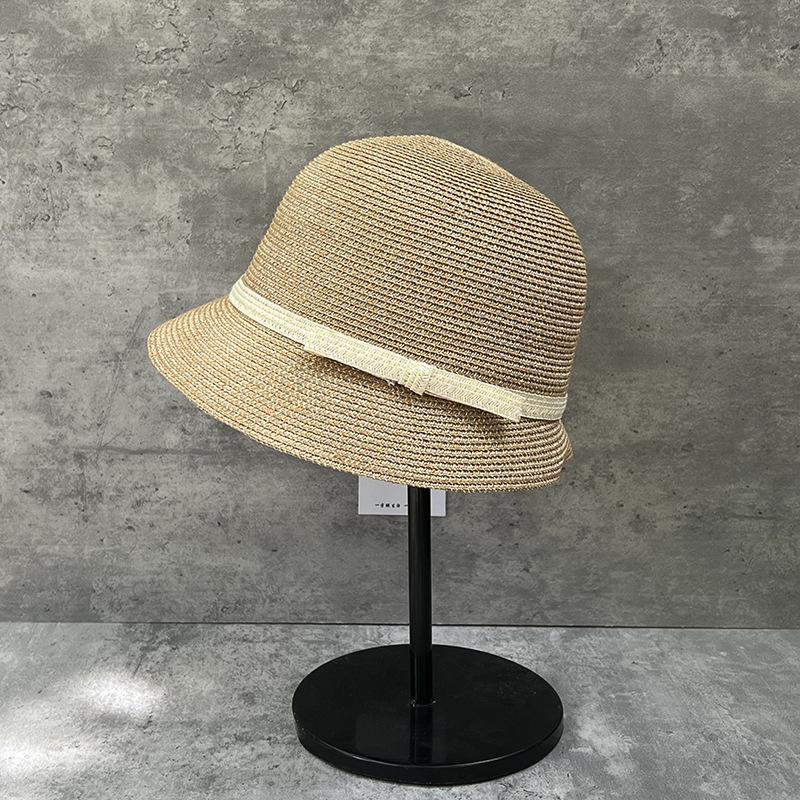 New French Exquisite Small Edge Top Hat Women'S Summer Fisherman Straw Hat Fashionable Retro Sunshade Sunscreen Basin Hat Equestrian Hat