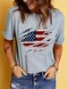 T-Shirt mit Aufdruck der amerikanischen Flagge, kurzärmliges Rundhals-Oberteil zum Unabhängigkeitstag für Sommer und Frühling, WoUnisex-Kleidung Unisex