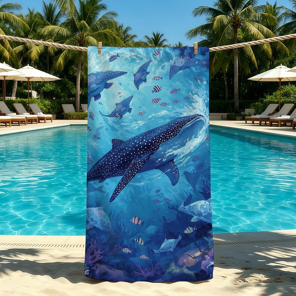 Towel For Outdoor Camping Beach Towel Shark Super Absorbent Whale Quick-Drying Anime Summer Cartoon Towel