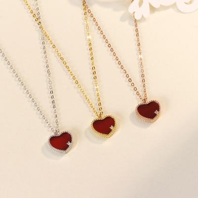 Small Peach Heart Necklace Women's Fashion Light Luxury Personality Versatile Temperament Love Pendant Girls Gift