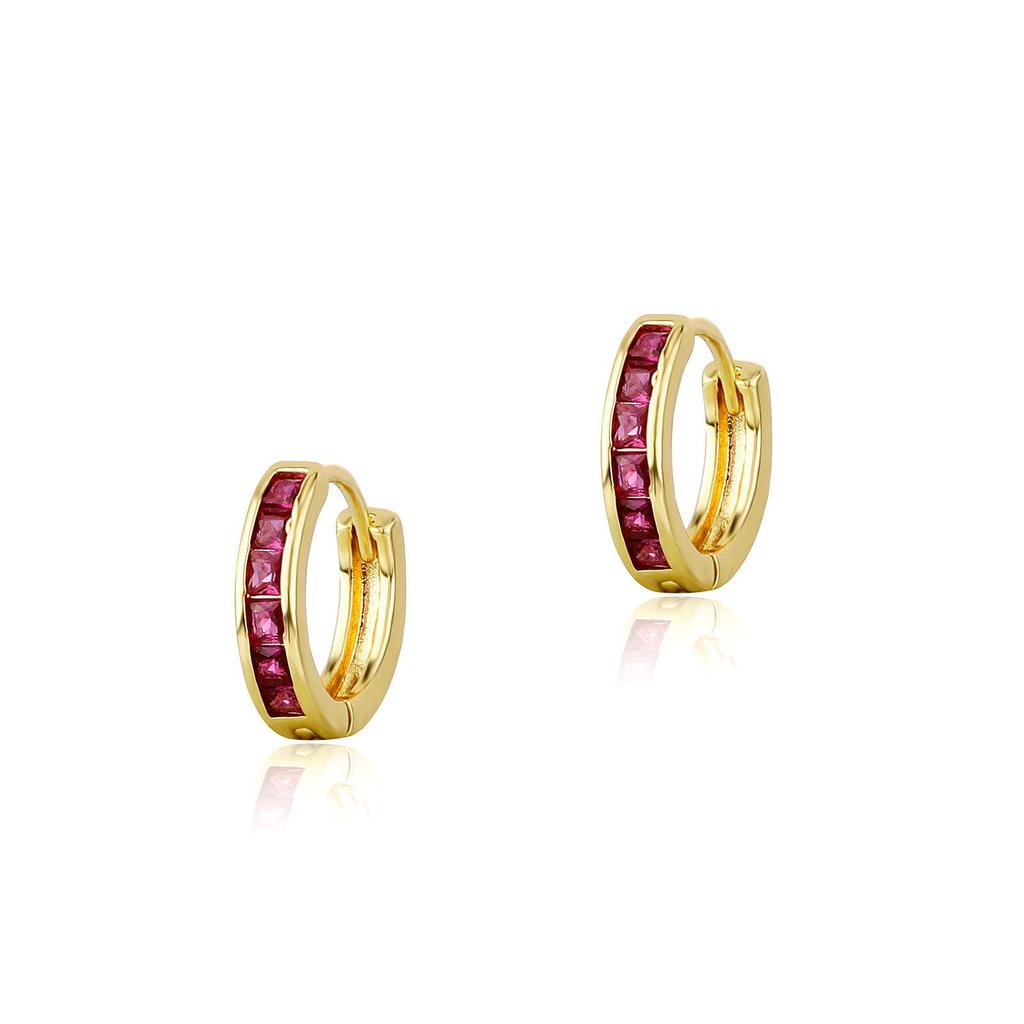 Colorful Square Diamond Stud Earrings: Autumn & Winter European American Fashion