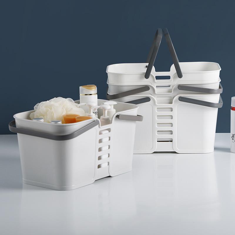 Plastic Bathroom Storage Basket Household Large-Capacity Bathroom Satchel Drain Square Heightened and Thickeneded Debris Storage Basket