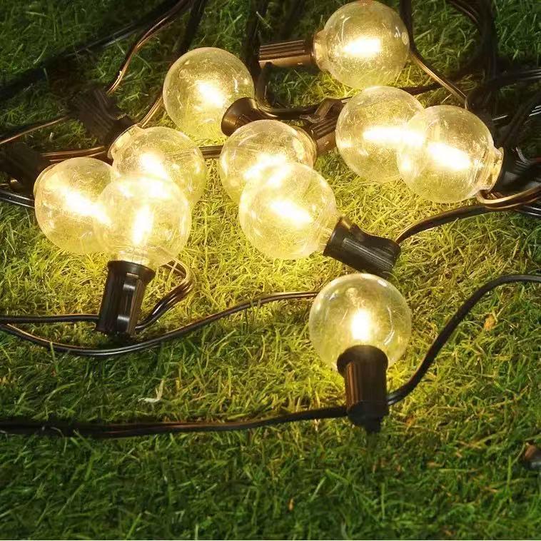 Solarbetriebene wasserdichte LED Edison G40 Lichterkette für den Außenbereich, für Camping und Weihnachtsdekoration