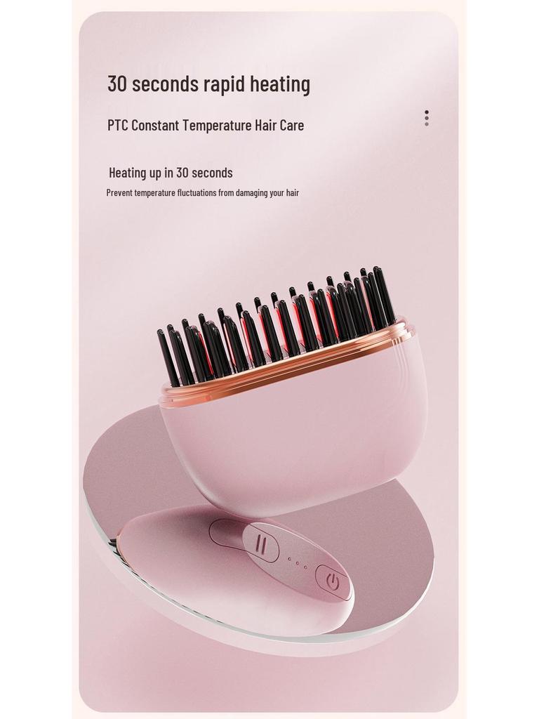 Wireless Charging Hair Straightening Brush and Styling Comb for Long Hair