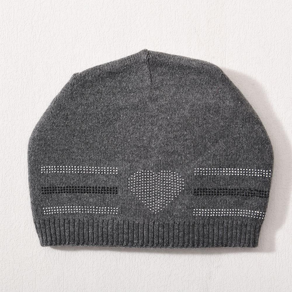 Wool knitted hat big beanie new with drill horizontal bar love soft comfortable warm wool hat