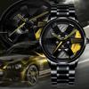 New Fashion Men Leather Watches Men Car Wheel Hub Stainless Steel Quartz Watch For Mens Military Sports Watch Relogio Masculino