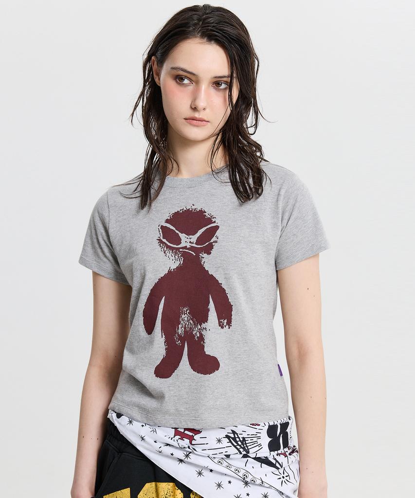 HOODHOOD Mono Alien Graphic Short Sleeve T-Shirt Gray