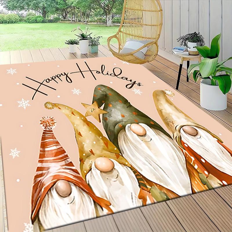 1Pc Holiday Gnomes Celebration Carpet Rug Soft Washable Antislip Home Living Room Sofa Mats Personalized Christmas Rug