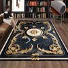 Black 3D Floral Gold Frame Living Room Carpet Modern Luxury Decoration Parlor Sofa Table Area Rug Non-slip Study Room Decor Mat