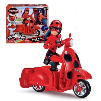 Miraculous Switch'n Go Scooter + Articulated Ladybug Lucky Charm Doll BANDAI 26 Cm - P50668