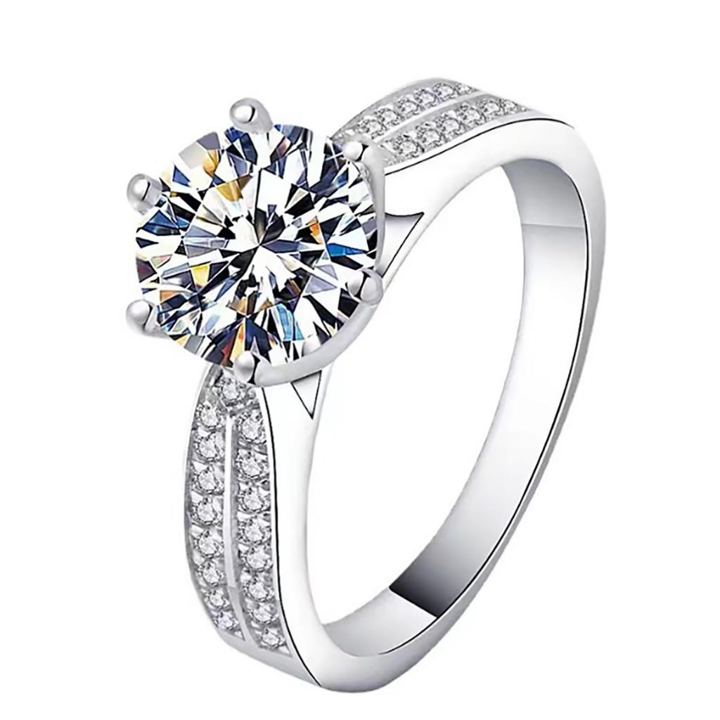 0.5/1/2/3 Carat Classic Six Claws Moissanite Engagement Ring 925 Sterling Silver Wedding Bands for Women Men Jewelry