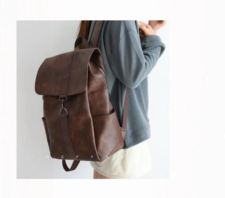 Trendy Women's Soft Leather Backpack: 2023 College and Travel, Korean & Japanese Style, 16-inch Laptop Capacity