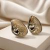 Curved Stainless Steel Oil Drip Earrings - Trendy, Luxurious, Cold Style Studs & Dangles