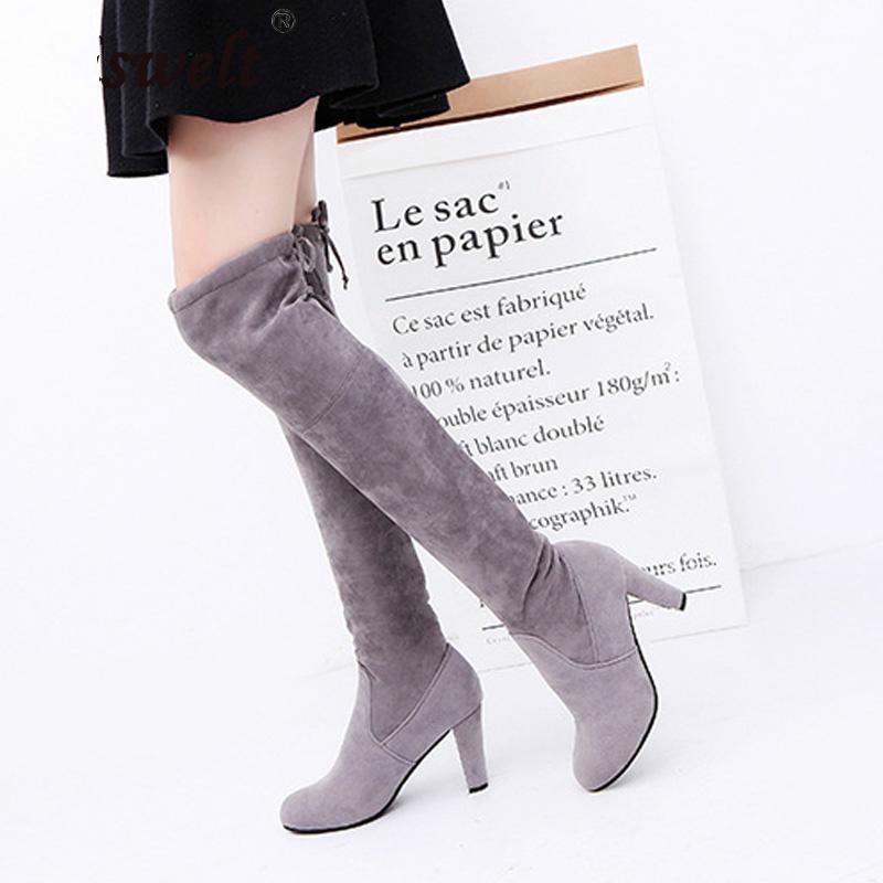 Las mujeres acuden hasta la rodilla Botas plataforma cordones zapatos mujer  Sexy alta botas altas comprar a buen precio — entrega gratuita, reseñas  reales con fotos — Joom