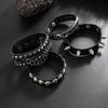 3Pcs/Set Hip Hop Spike Rivets PU Leather Bracelet for Men 2026 New Trend Goth Wristband Bangle Grunge Jewelry Steampunk