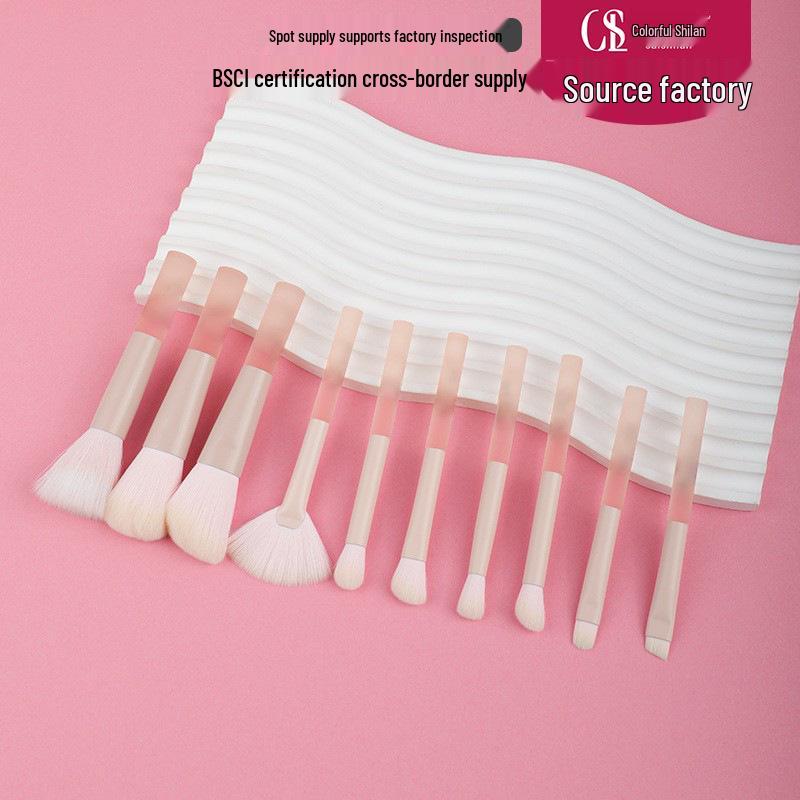 Mini 10-Piece Candy Makeup Brush Set: Stippling, Powder, Highlight, Eyeshadow