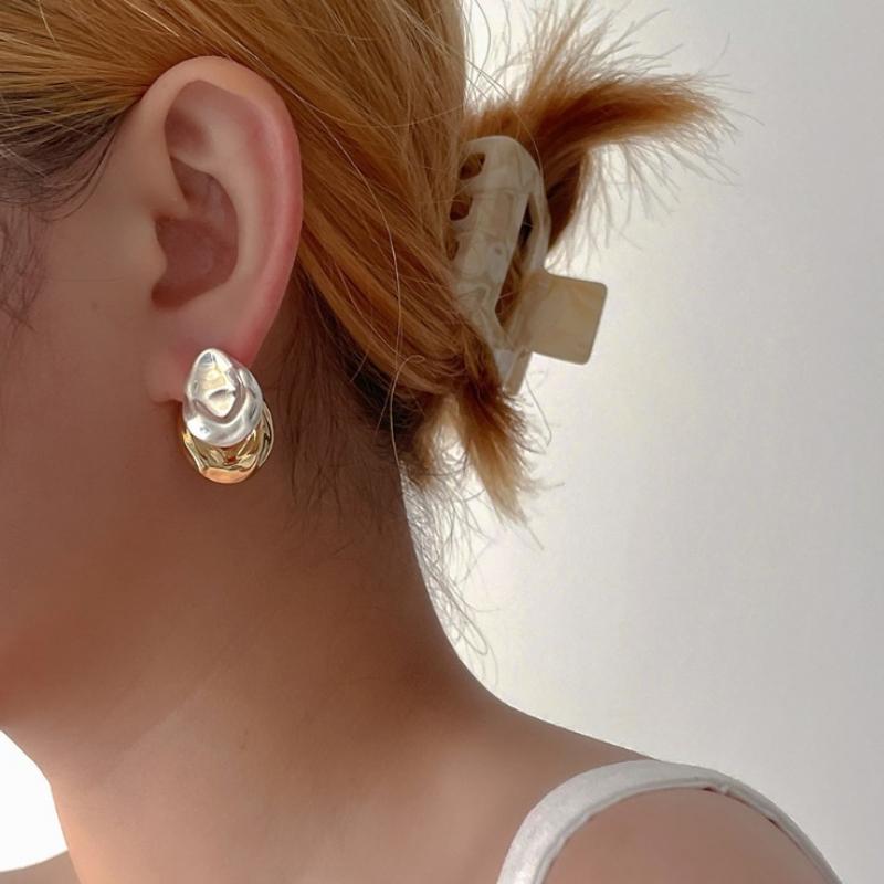 Fashion Jewelry Back With Front Metal Splicing Stud Earrings For Women Female Party Gift Accessories