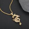 NUOYA Fine Jewelry Iced Out Dragon Design Pendant Silver Plated Chinese Dragon Charm Pendant Unisex Rapper Jewelry