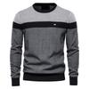 Sweater Men's Autumn New Striped Splicing Long Sleeve Men's Knitted Sweater Fashion Crew Neck Men's Casual Sweater