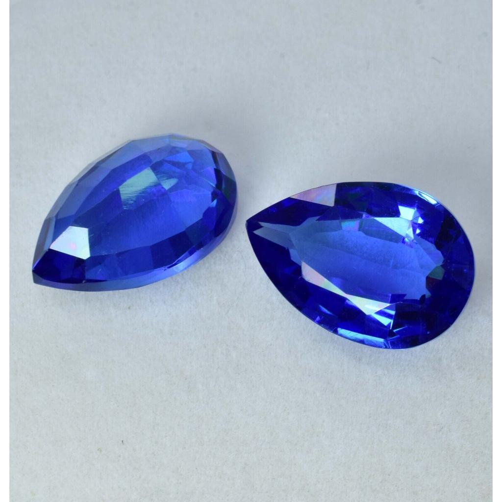 Natural Blue Tanzanite Loose Gemstone 10ct Pear Cut Pair for Jewelry for Jewelry Making and Crafts