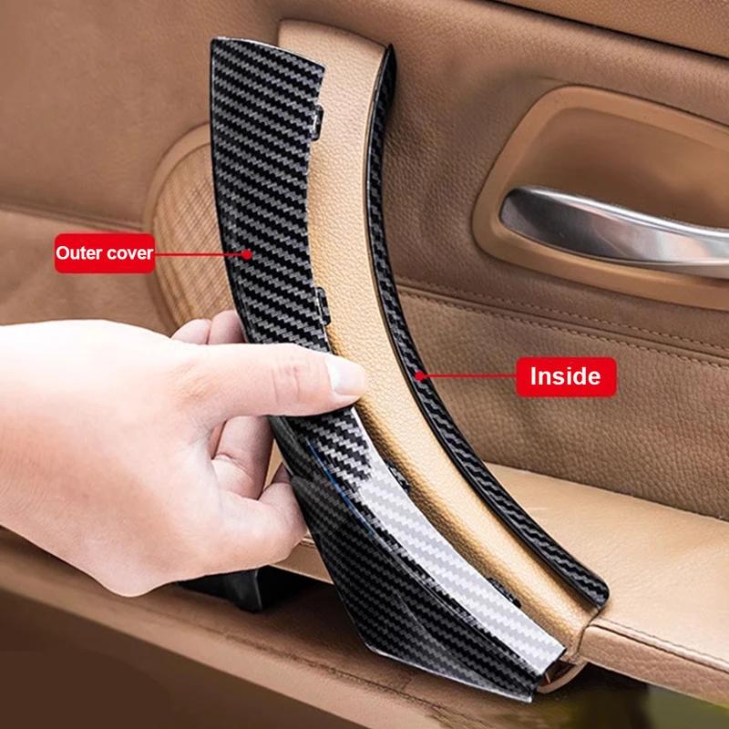 2 pcs car accessories carbon fiber texture left/right door handle pull cover trim for BMW 3 Series E90 E91 316 318 320 325 328i