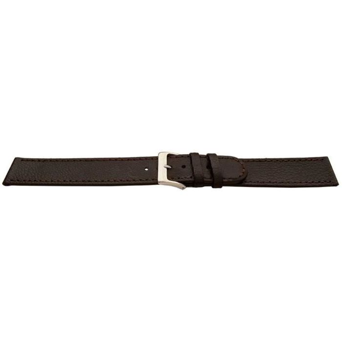 Bracelet montre - MY-MONTRE - XXL - Cuir veau grain buffle - 24mm - Marron foncé - Long. 225-235mm