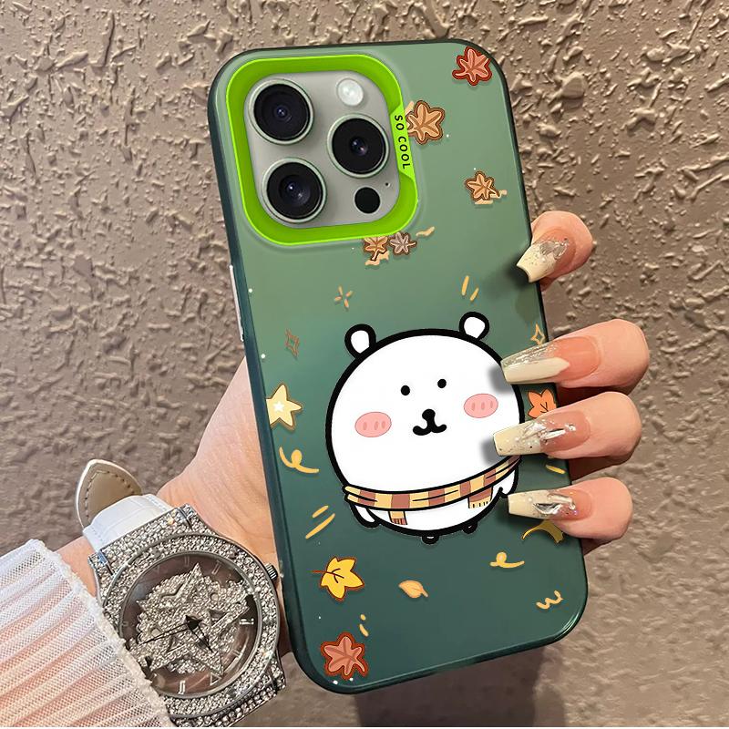 Fall Leaves Joke Bear Print Frosted Case for iPhone 17 Air 16 E 15 14 Plus 13 12 Mini 11 Pro Max Acrylic Sheet Silicone Cover