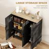 Sideboard Buffet Cabinet, Kitchen Storage Cabinet with 3 Doors and Adjustable Shelves for Living Room, Kitchen, Black