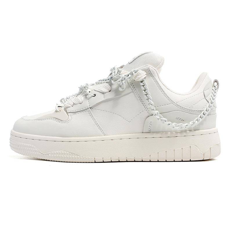 #2038Chain Board ShoesReject Inferior Trend Fashion Versatile White Shoes Heightening Board Shoes
