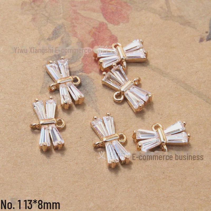 Copper Color-Preserving Zircon Double Pendant Jewelry Set: Necklace, Earrings, Bracelet, DIY Hairpin Tassel Accessories