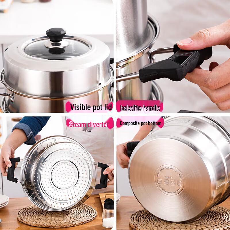 Adneny Universal 3-Layer Stainless Steel Steamer Pot