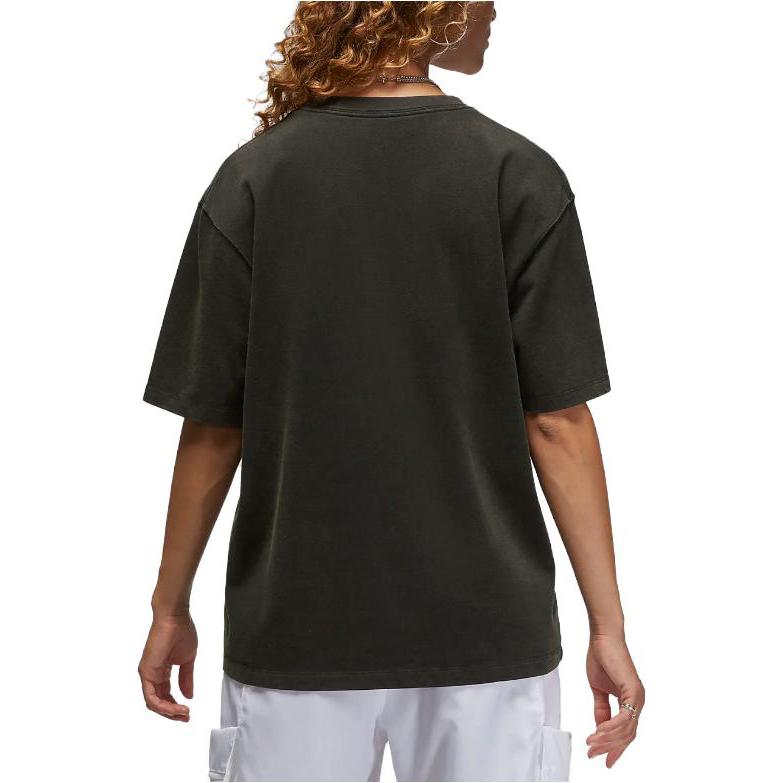 Jordan Heritage Logo Print Oversized Short Sleeve T-Shirt Women Tops Black Gray FB5138-010