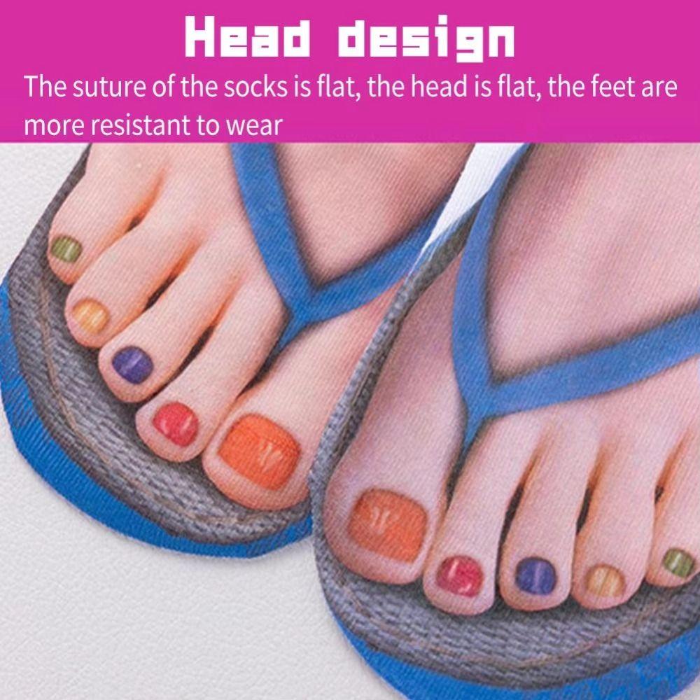 Gemusterte 3D-gedruckte Socken Knöchelhoch Lustige kurze Socken Lässige Flip-Flop-Socken Damen