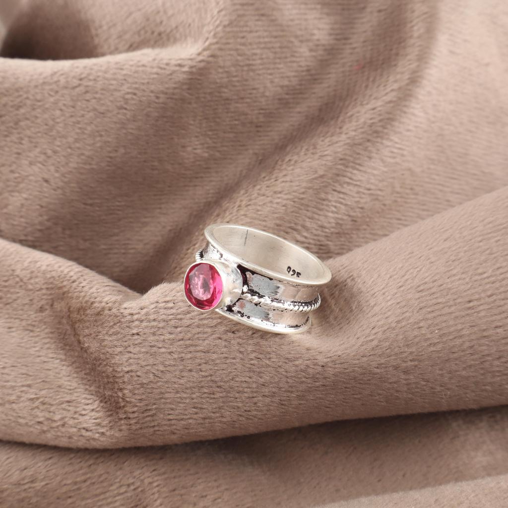 Pink Rubellite Gemstone Jewelry, 925 Sterling Silver Ring, Handmade Charming Ring, Bohemian Rubellite Ring For Grandma Gift