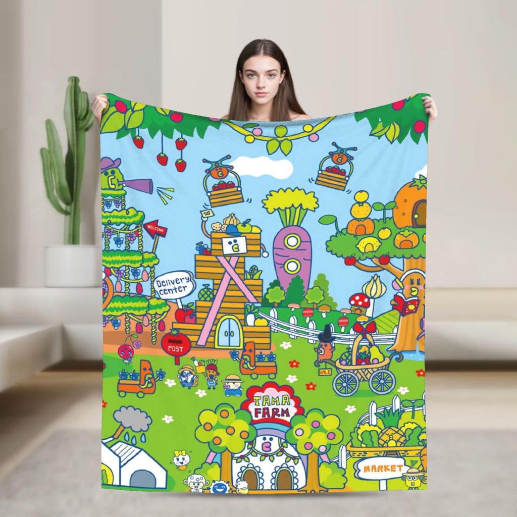 Japanese Cute Tamagotchis Blanket Flannel Funny Breathable Throw Blanket for Coverlet Autumn/Winter