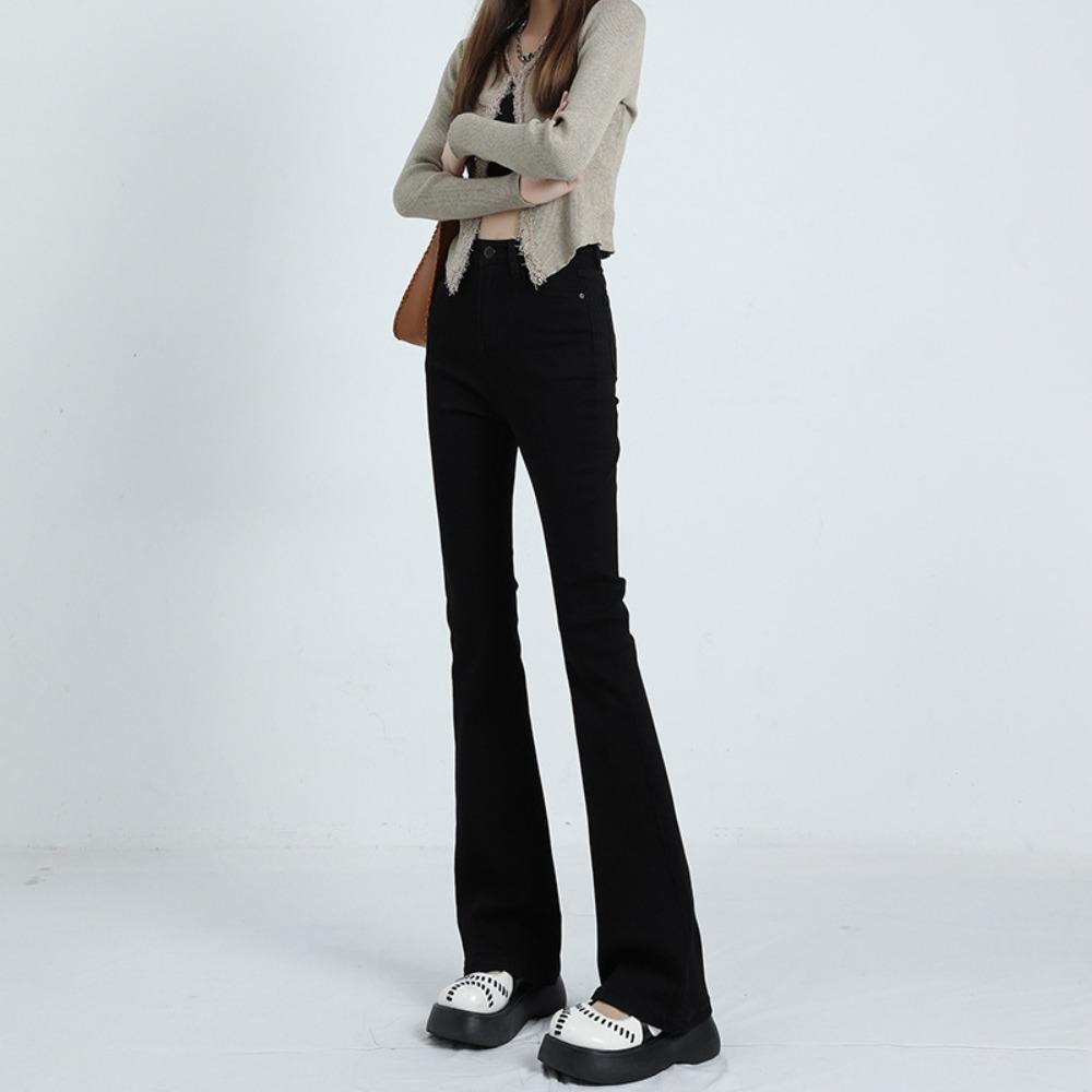 American Korean Version of Micro-pull Jeans Women's Summer Small High Waist Slim Fit and Tall Retro Jeans
